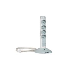   (694614) LEGRAND  túlfeszültségvédo elosztóoszlop, 4x2P+F, 2xUSB, 1xmicroUSB 2m vezetékkel