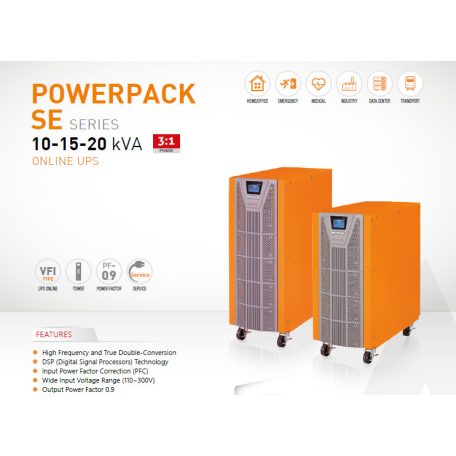 (MU10000N31EA) Makelsan 10kVA POWERPACK SE 3/1 fázisú álló UPS