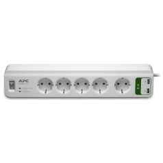   (PM5U-GR) Túlfeszültségvédo elosztó 5 aljzattal, 2 port, USB-tölto